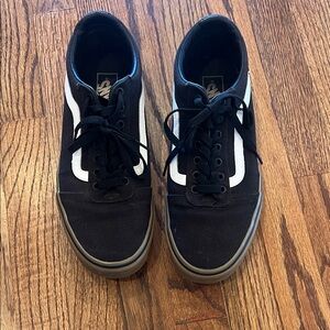 Vans Men's Black Sneakers with White Stripe
